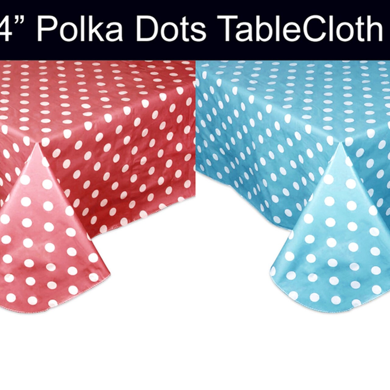 Edge Collections - 55" x 94" - Multicolor - Durable Polka Dot Tablecloth for Everyday Use - 2 Piece
